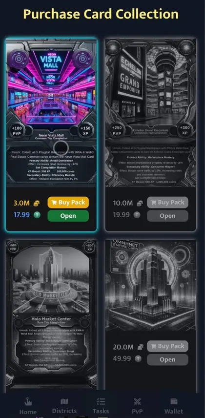 MBD Game card pack purchase screen